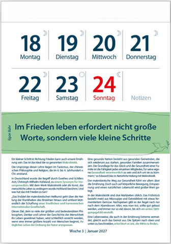 Original Leitspruch Friedenskalender 2027 - Versand ab Oktober
