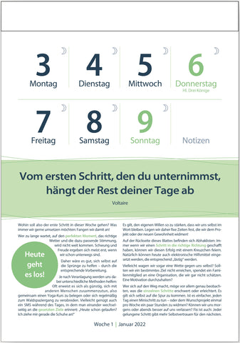 Original Leitspruch-Schritt-für-Schritt-Wochenkalender 2026 - Versand ab Oktober